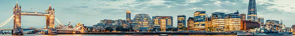 The London skyline at dusk