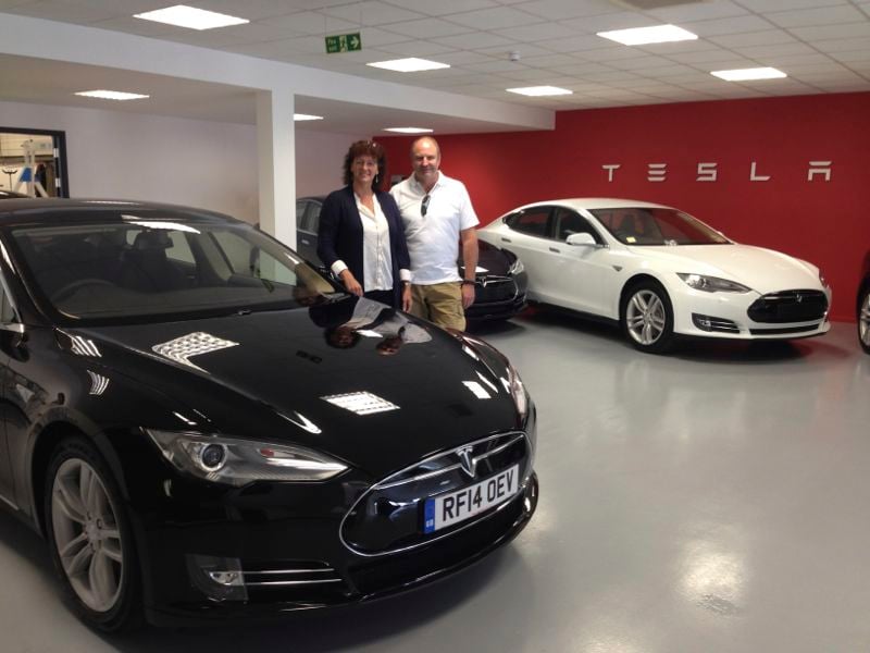 Our Tesla Model S in the showroom